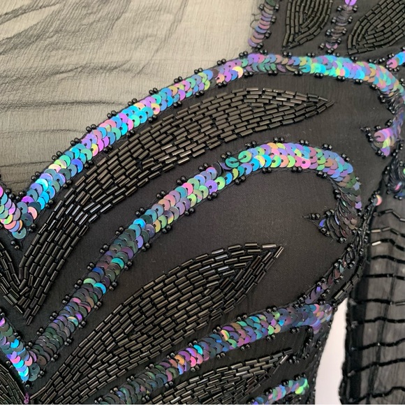 w o w :: Vintage Glamorous Fitted Sequin Beaded Gatsby Dress - Picture 8 of 16